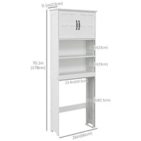 Modern Over The Toilet Storage, Bathroom Cabinets Over Toilet with Open Shelves and Double Door Cabinet, White
