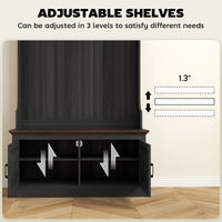 3-in-1 Hall Tree with Bench, Coat Rack with Shoe Storage, Distressed Black