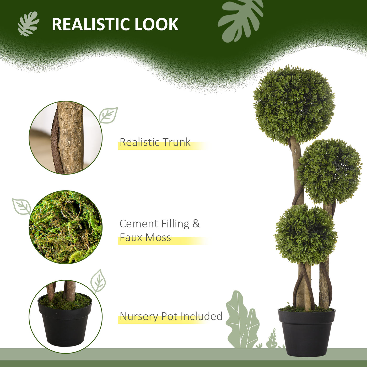Set of 2 3FT Artificial Tree Bamboo Tree Fake Plants in Pot for Home Office Living Room Decor, Green
