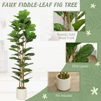 6FT Artificial Fiddle Leaf Fig Tree, Fake Potted Tree with Solid Wood Trunks and Lifelike Leaves for Indoor Decor, Green