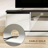 TV Stand for 43-55 Inch TV,  Entertainment Center w/ Cabinets, Shelf, Drawer and Cable Management for Living Room, White