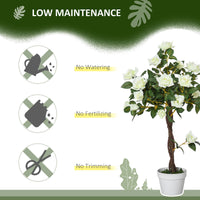 3FT Artificial Plant White Rose Floral in Pot, Fake Plant for Home Indoor Decor