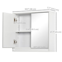 Wall Mounted Bathroom Medicine Cabinet Mirrored Cabinet with Hinged Door 2-Tier Storage Shelves White