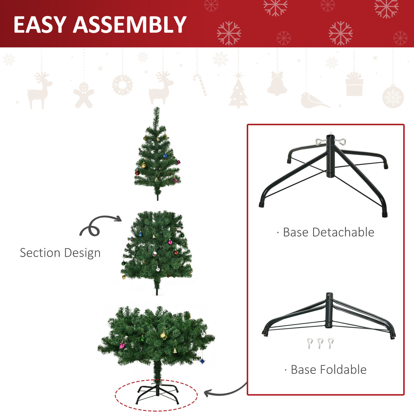 6ft Green Christmas Tree Artificial Xmas Holidays Party with Decoration Ornament