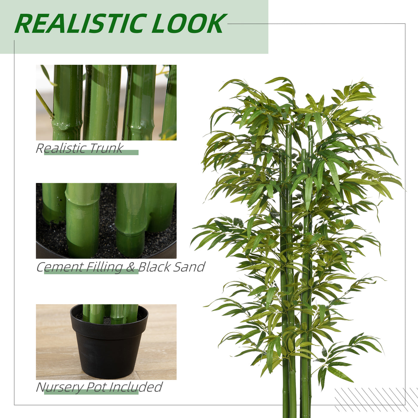 6 FT Artificial Tree Bamboo Tree Fake Plants in Pot for Home Office Living Room Decor, Green