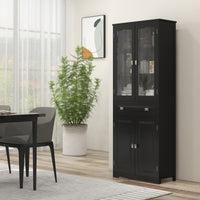 63" 4-Door Kitchen Pantry Cabinet, Freestanding Storage Cabinet Cupboard with Adjustable Shelves, Black