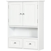 Bathroom Wall Cabinet, Medicine Cabinet, Over Toilet Storage Cabinet with Shelf and Drawers for Hallway, Living Room, White