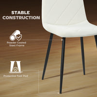 Dining Chairs Set of 4, Upholstered Dining Room Chairs with Steel Legs, Modern Kitchen Chair for Dining Room, Cream
