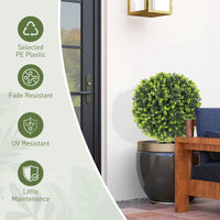 2 Pack 1.3ft Artificial Ball Eucalyptus Topiary with Ground Stake, UV Resistant Faux Greenery for Indoor Outdoor