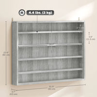 5-Tier Display Cabinet, Shot Glass Display Case, Glass Curio Cabinet with 2 Glass Doors and 4 Adjustable Shelves, Grey