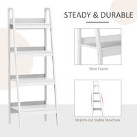 Set of 2, 4 Tier Ladder Shelf Bookcase, Multi-Use Display Rack, Storage Shelving Unit Display Stand, Flower Plant Stand, Home Office Furniture, White