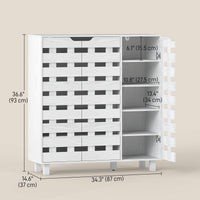 Shoe Cabinet, 20 Pair Shoe Storage Cabinet with Hollowed-Out Doors, White