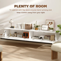 Wall Mounted TV Stand, Floating TV Cabinet with Storage, for TVs up to 80", High Gloss Effect, White