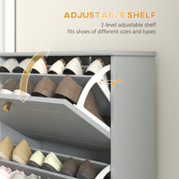 Narrow Shoe Storage with 3 Flip Drawers and Adjustable Shelves, Shoe Cabinet Organizer for 12 Pairs of Shoes, Grey