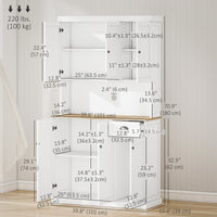 71" Kitchen Pantry Buffet with Hutch Storage Cabinet Microwave Oven Stand with Drawer, White, Oak