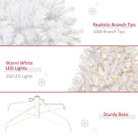 6FT Prelit Artificial Christmas Tree Warm White LED Light Holiday Home Xmas Decoration with Automatic Open, White
