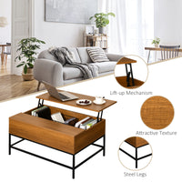 Lift Top Coffee Table with Hidden Storage Compartment Lift Tabletop Center Table for Living Room, Teak