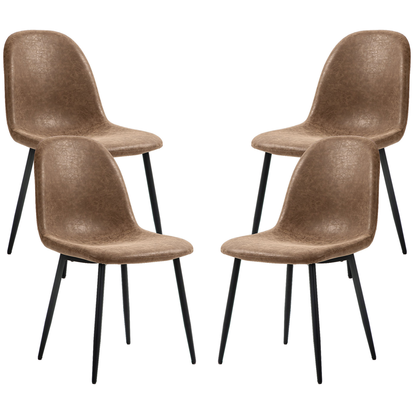 Retro Dining Table Chairs Set of 4, PU Leather Upholstered Kitchen Table Chairs for Living Room, Bedroom