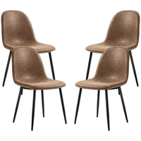 Retro Dining Table Chairs Set of 4, PU Leather Upholstered Kitchen Table Chairs for Living Room, Bedroom