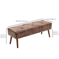 Bedroom Bench, End of Bed Bench with Button Tufted, PU Leather Upholstered Entryway Bench with Wood Legs, Brown