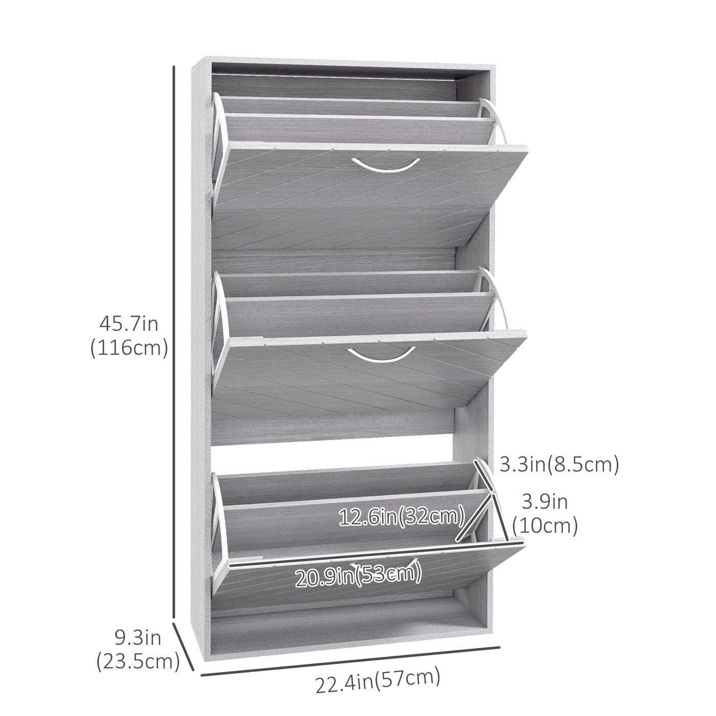 Shoe Storage Cabinet with 3 Flip Drawers, Narrow and Slim, 12 Pair of Shoes Organizer for Hallway, Entryway