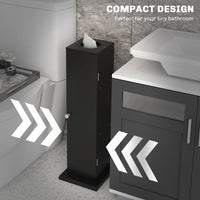 Small Toilet Paper Cabinet, Bathroom Corner Cabinet with Doors and Shelves for Paper Shampoo, Black