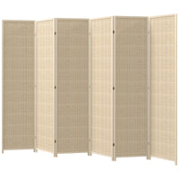 Woven Bamboo Room Divider, 6 Panel Folding Indoor Privacy Screens for Home Office, Natural Wood