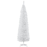 7' Pencil Christmas Tree, Slim Artificial Xmas Tree with Realistic Branches, Sturdy Metal Stand, White
