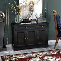 Modern Sideboard Cabinet, Buffet Cabinet with 2 Drawers and Adjustable Shelves, Buffets Tables for Dining Room, Black