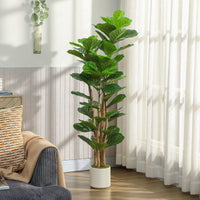 5FT Artificial Fiddle Leaf Fig Tree, Fake Potted Tree with Solid Wood Trunks for Indoor Decor, Green