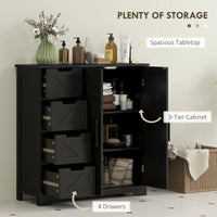 Bathroom Floor Cabinet, Farmhouse Bathroom Storage Cabinet with Adjustable Shelf, Black