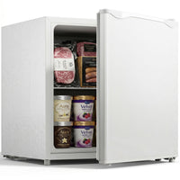 1.1 Cu. Ft. Mini Freezer, Compact Upright Freezer with Reversible Door, Removable Shelf, Adjustable Temperature, White