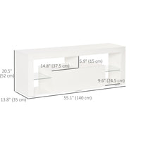 TV Stand for 55-Inch TVs, High Gloss TV Bench with LED Lights, Remote Control, Storage Drawer and Shelves, Entertainment Unit for Living Room, Bedroom, White