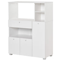 Compact Kitchen Pantry Cabinet Server Hutch Storage Buffet with Microwave Oven Stand Drawer and Shelves, White