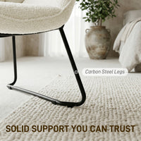Accent Chair, Sherpa Fleece Armchair with Wide Backrest and Metal Legs, White