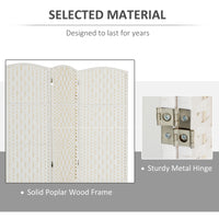 6ft Folding Room Divider, 3 Panel Wall Partition with Wooden Frame for Bedroom, Home Office, White