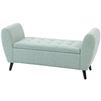 Upholstered Storage Bench with Arms, Modern Ottoman Bench for Bedroom, Entryway, and Living Room, Green