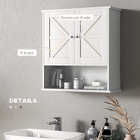 Farmhouse Bathroom Medicine Cabinet, Wall Cabinet with Barn Doors, and Adjustable Shelf for Laundry Room, White
