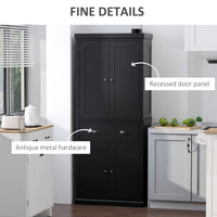Long Standing Kitchen Cabinet w/ 2 Drawers MDF Board Black