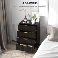 Modern Chest of Drawers 4 Drawer Dresser for Bedroom with Gold Legs and Handles, Black