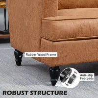 Modern Accent Chair, Leathaire Armchair with Turned Legs and Wide Seat, Comfy Chair for Living Room, Brown