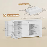 55" Modern Kitchen Storage Cabinet with Drawer, Adjustable Shelves, Small Kitchen Pantry with Door Racks, White