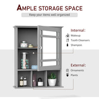 Bathroom Cabinet Wall Mount with Mirror Door 3 Shelf Organizer for Bathroom, Kitchen, Bedroom, Grey