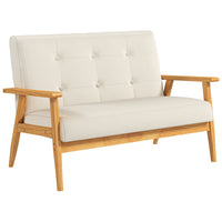 45" 2 Seat Sofa, Upholstered Two Seater Couch with Rubber Wood Legs for Bedroom, Living Room, Beige