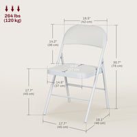 Set of 4 Metal Foldable Chairs, PU Leather Padded Folding Chairs with Cushion Seat and Open Back for Indoor, White