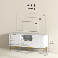 Modern TV Console for TVs up to 50 Inch, Entertainment Center with Smart RGB LED Lights and Soft Close Doors, White