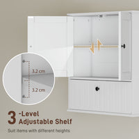 Bathroom Wall Cabinet, Farmhouse Medicine Cabinet with Adjustable Shelves and Flip-Down Door, Over The Toilet, White