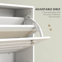 Narrow Shoe Storage Cabinet, 3 Flip Drawers, Adjustable Shelves, 18-24 Pairs Capacity, White