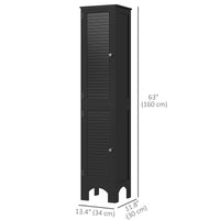Narrow Bathroom Cabinet, Tall Bathroom Storage Cabinet with Shelves and Doors, Black