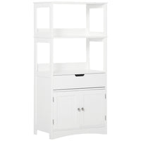 Bathroom Floor Cabinet, Free Standing Kitchen Cabinet with Shelves, Drawer and Doors, for Living Room, White
